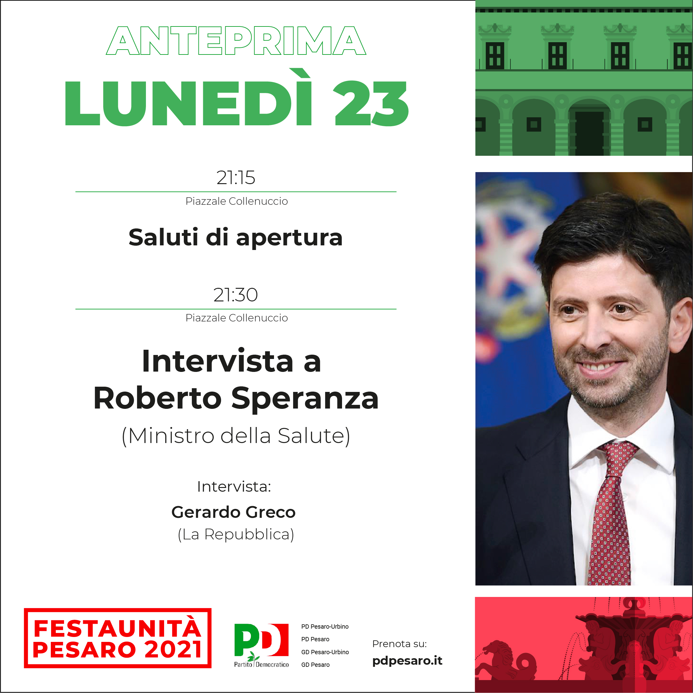 Roberto Speranza Festa Unità Pesaro 2021